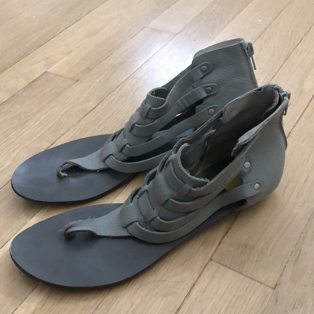 Grey gladiator sandals